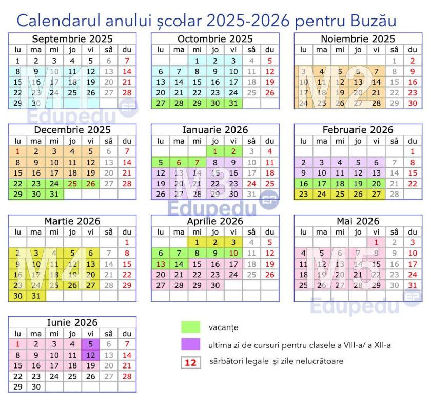Calendar an scolar 2025 2026 Buzau